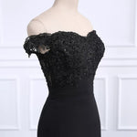 Black Off the Shoulder Bridesmaid/Prom Dress
