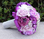 Silk Purple Flower Rhinestone Bouquet
