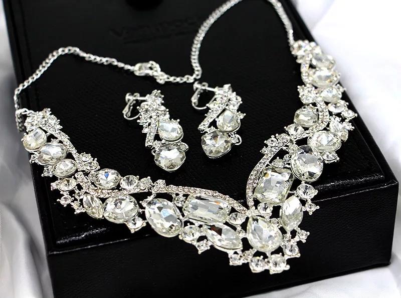 Rhinestone Crown, Necklace, and Earring Set