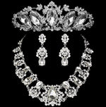 Crystal Wedding Waterdrop Floral Crown Tiara and Necklace Set
