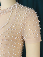 Pearl Beaded Elegant High Collar Jumpsuit